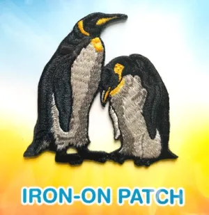 Penguin Couple Iron On Patch ( 2 1/2" x 2")