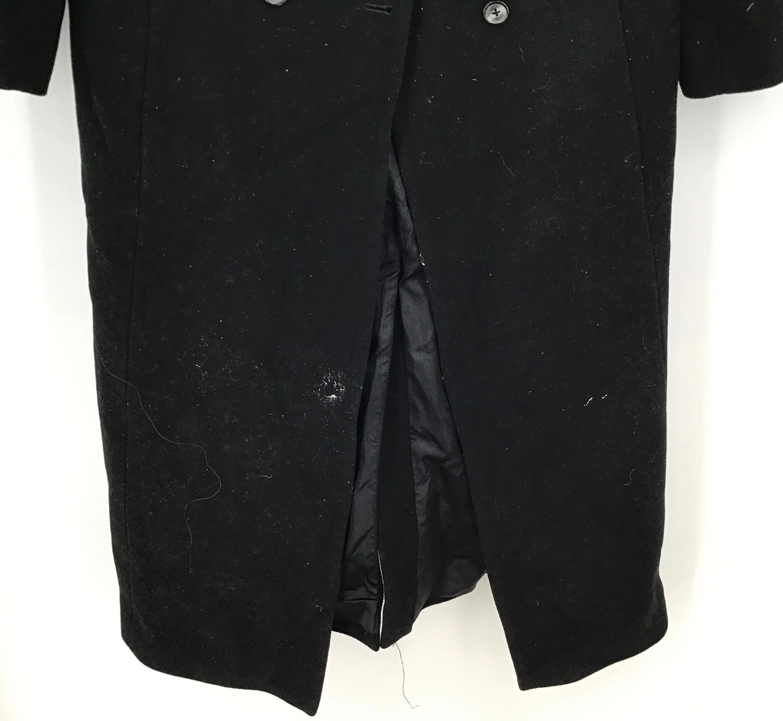 Preston & York Women's Black Wool Notch Lapel Double-Breasted Peacoat - Size 12
