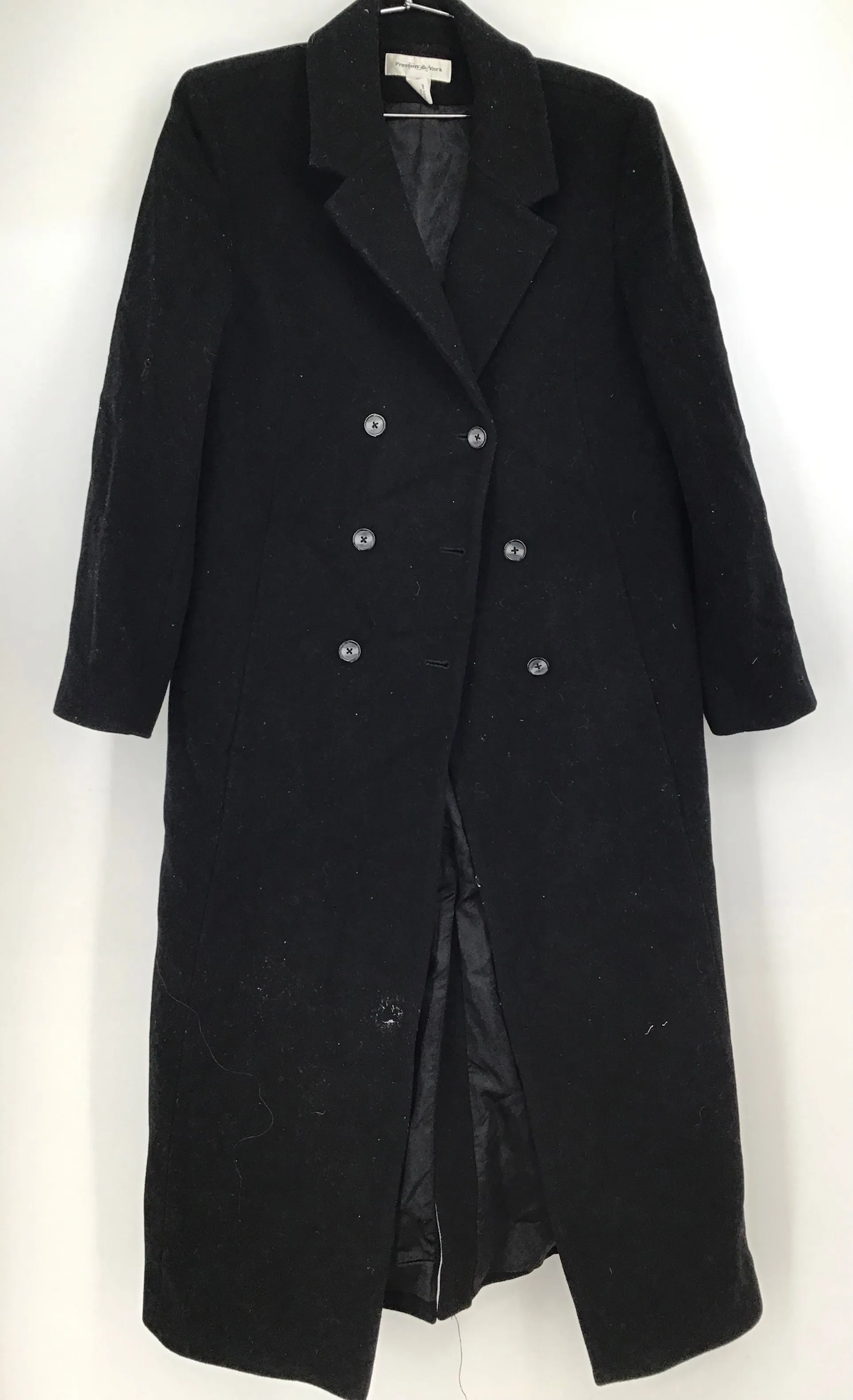 Preston & York Women's Black Wool Notch Lapel Double-Breasted Peacoat - Size 12