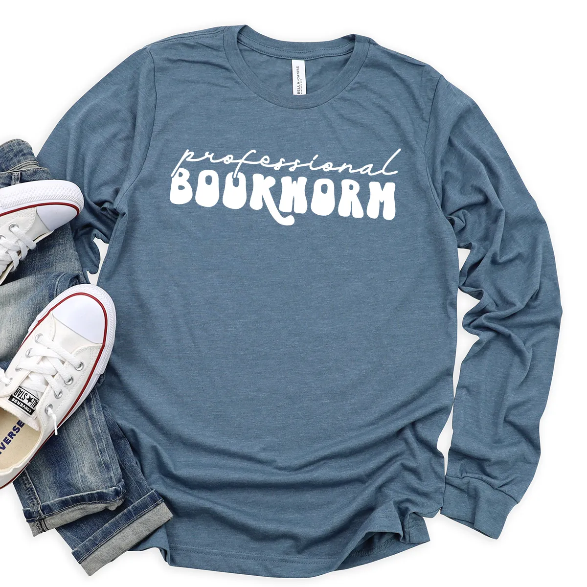 professional bookworm script long sleeve unisex tee