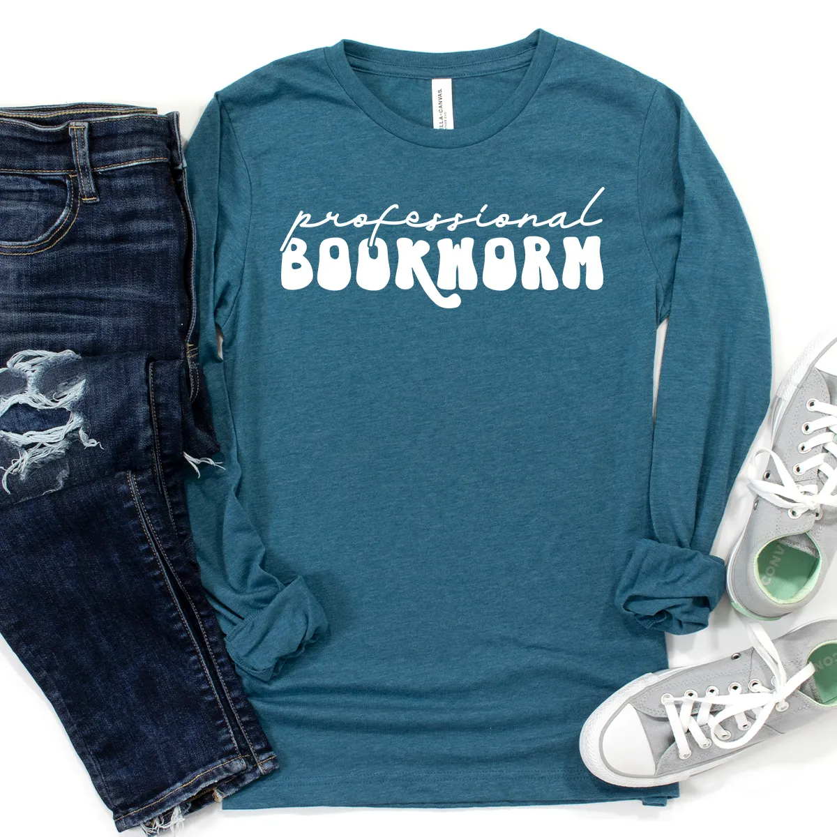 professional bookworm script long sleeve unisex tee