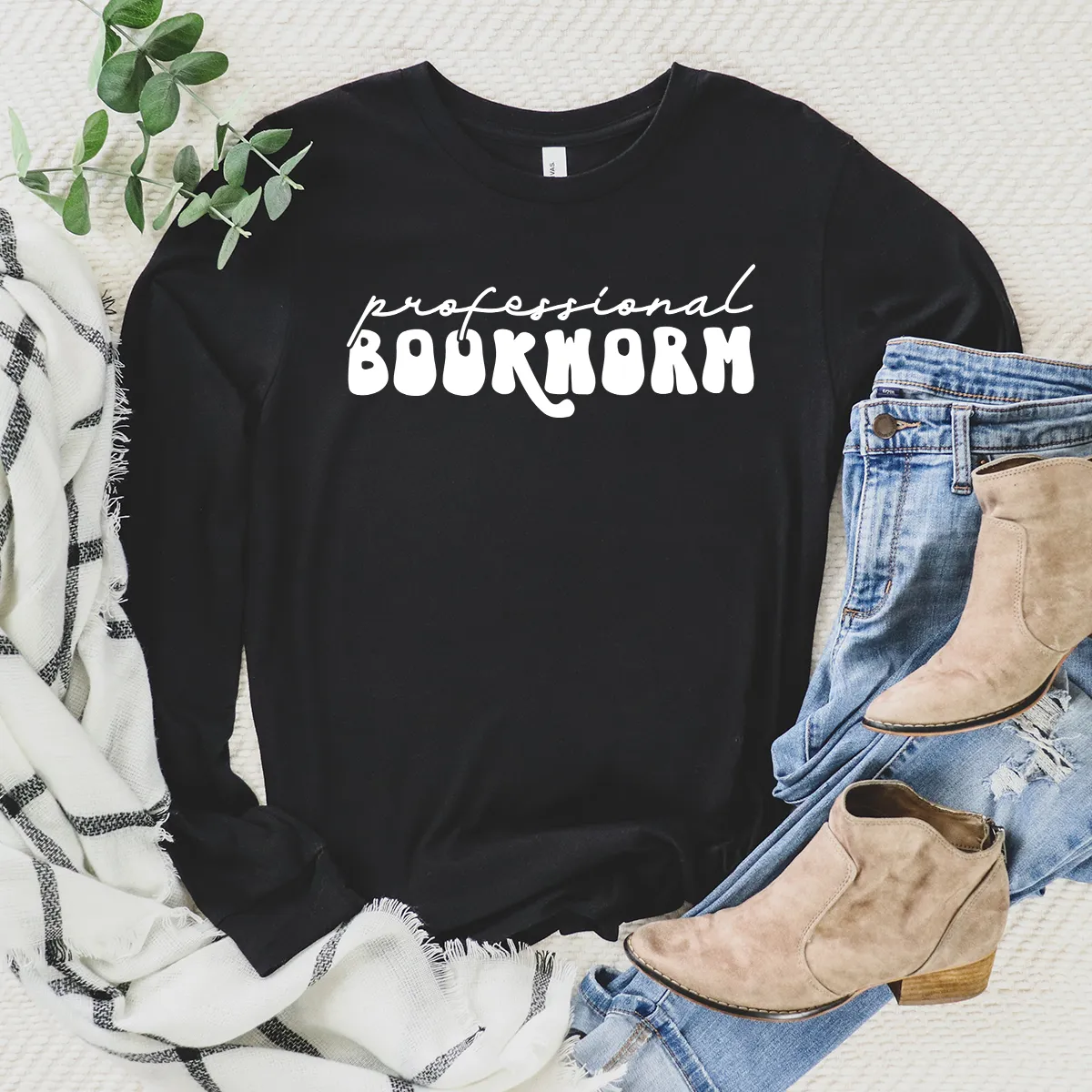professional bookworm script long sleeve unisex tee