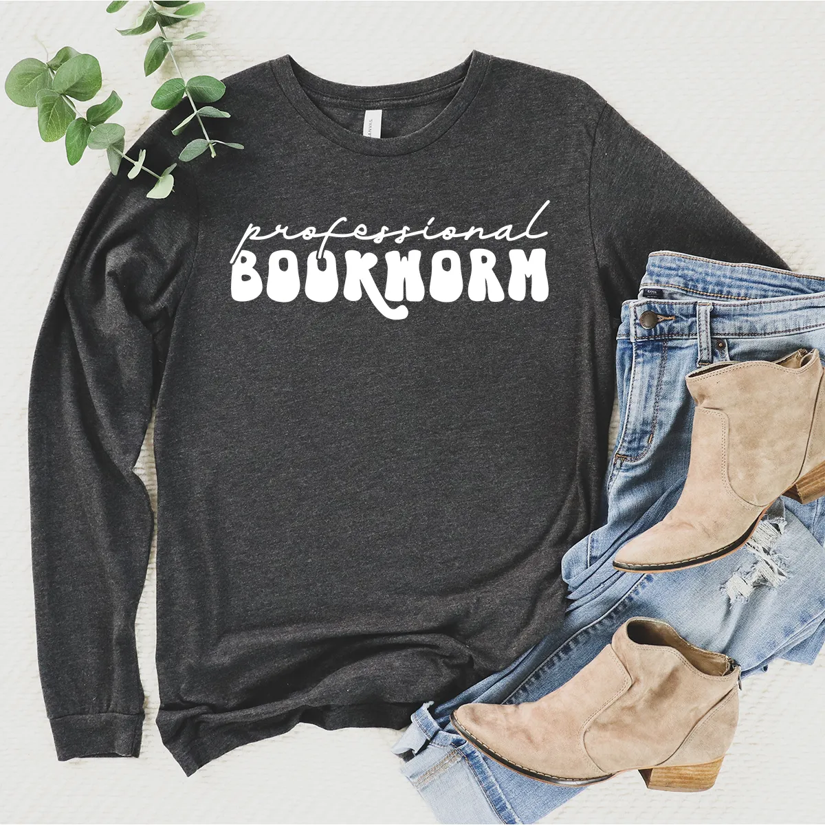 professional bookworm script long sleeve unisex tee