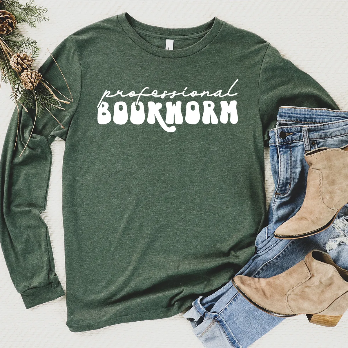 professional bookworm script long sleeve unisex tee
