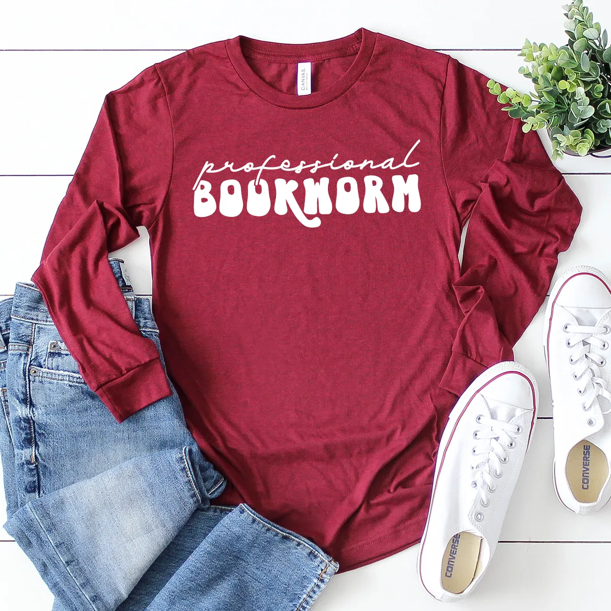 professional bookworm script long sleeve unisex tee