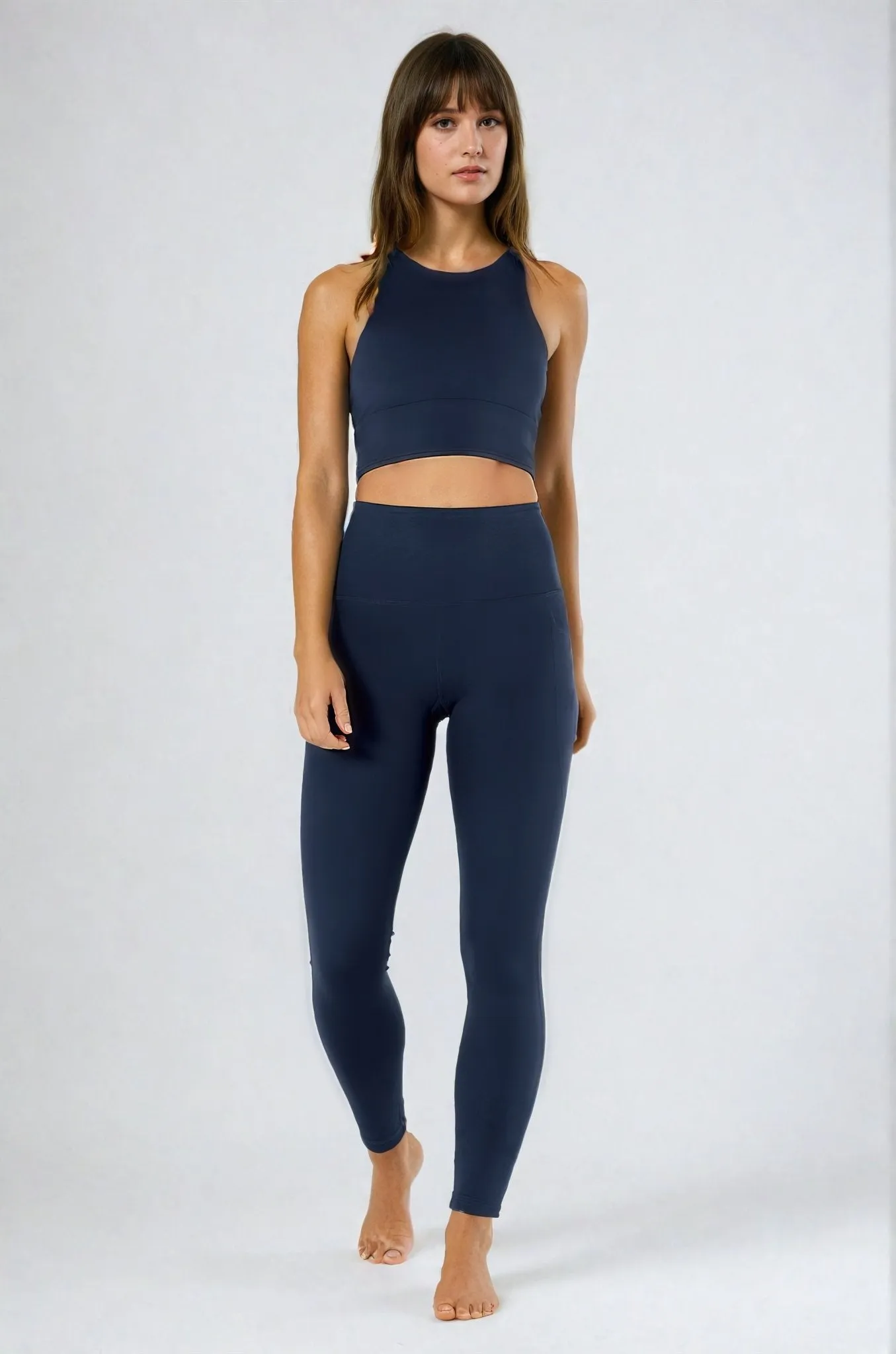 Sculpting High Waisted Full Length Pocket Legging Navy
