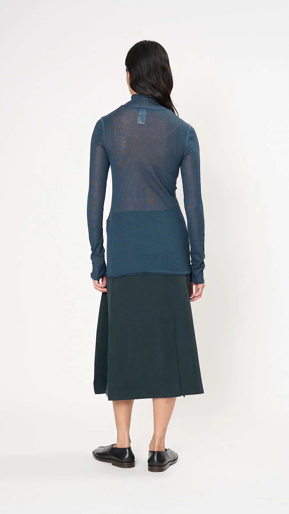 Seamless Long Sleeve Highneck in Storm Blue