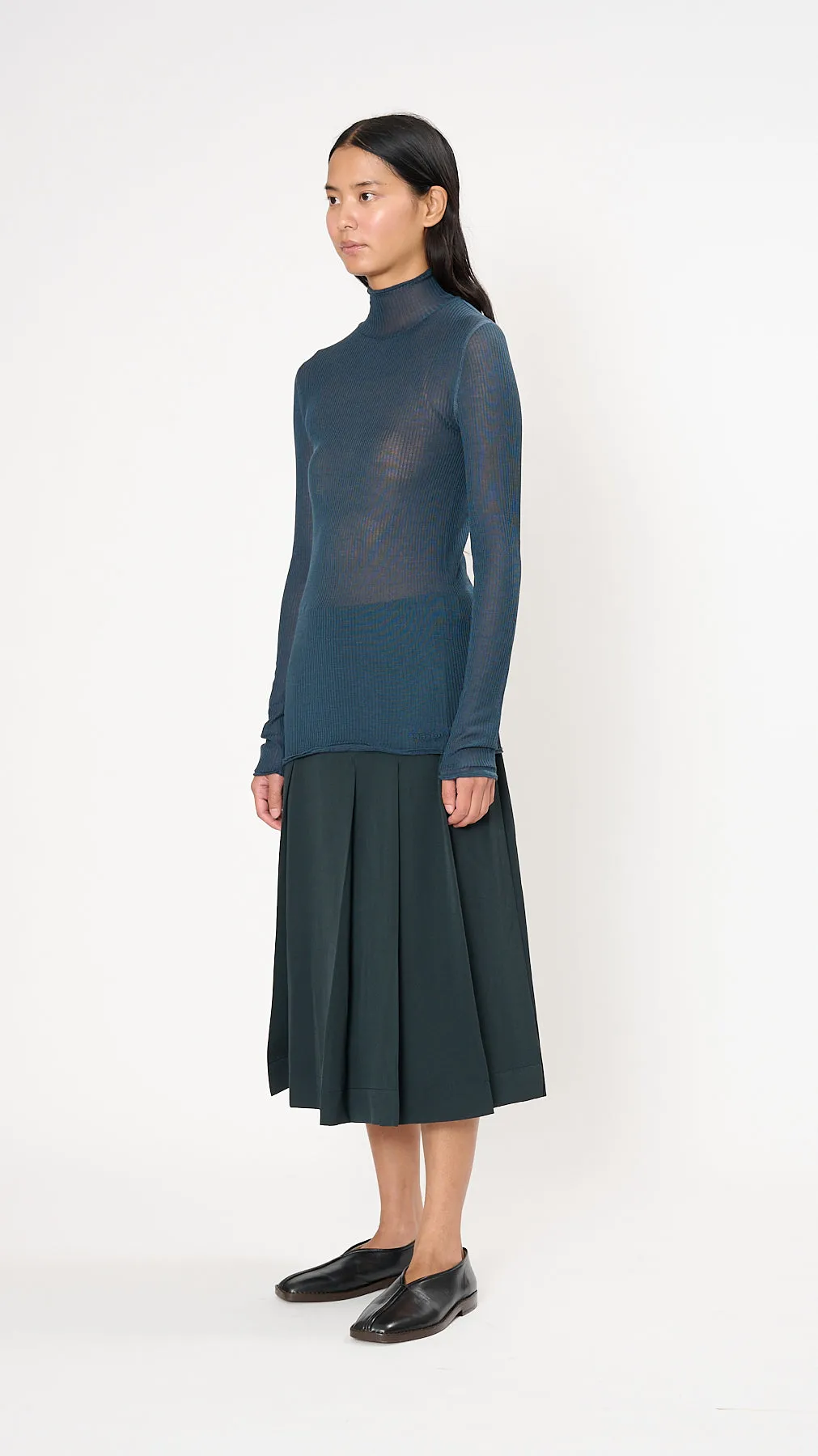 Seamless Long Sleeve Highneck in Storm Blue