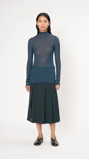 Seamless Long Sleeve Highneck in Storm Blue