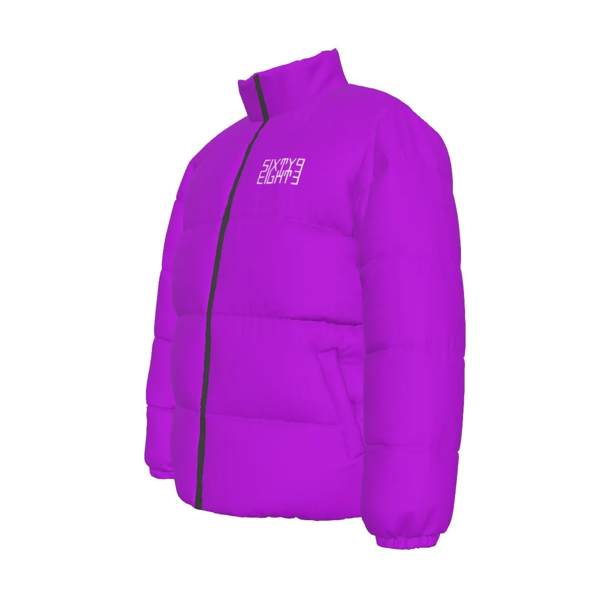 Sixty Eight 93 Logo White Grape Unisex Puffer Jacket