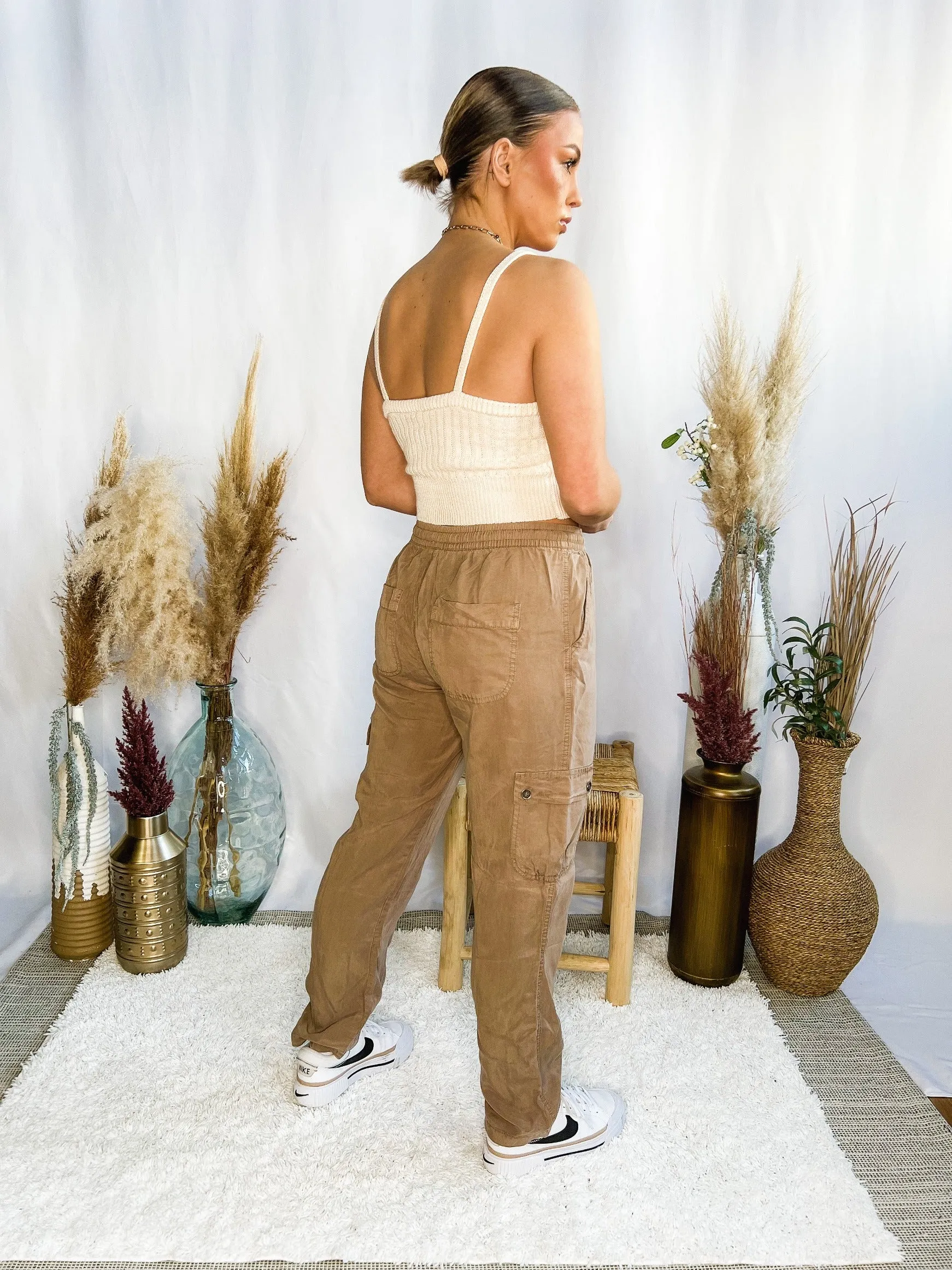 Starting Point Ribbed Hem Knit Tank, Cream