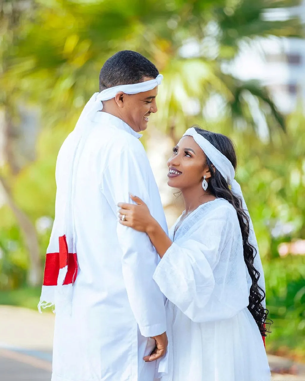 Stylish Oromo Couples Outfit: Elegant Red Design in Traditional Oromo Couples Outfit Style