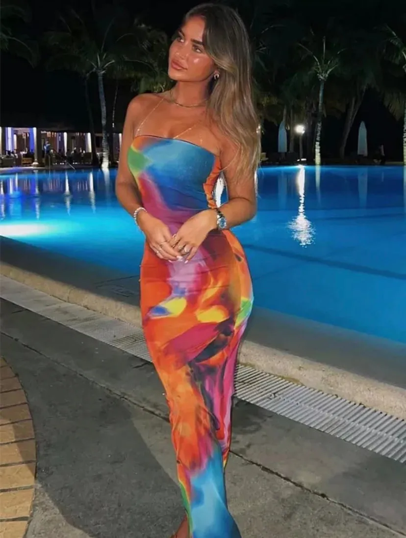 Tie Dye Bodycon Maxi Dress