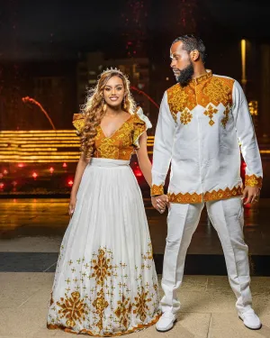 Vibrant Splendor Habesha Couples Outfit Classy Habesha Wedding Attire for Couples