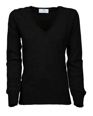 Women's Pure Cashmere V-Neck Sweater Black