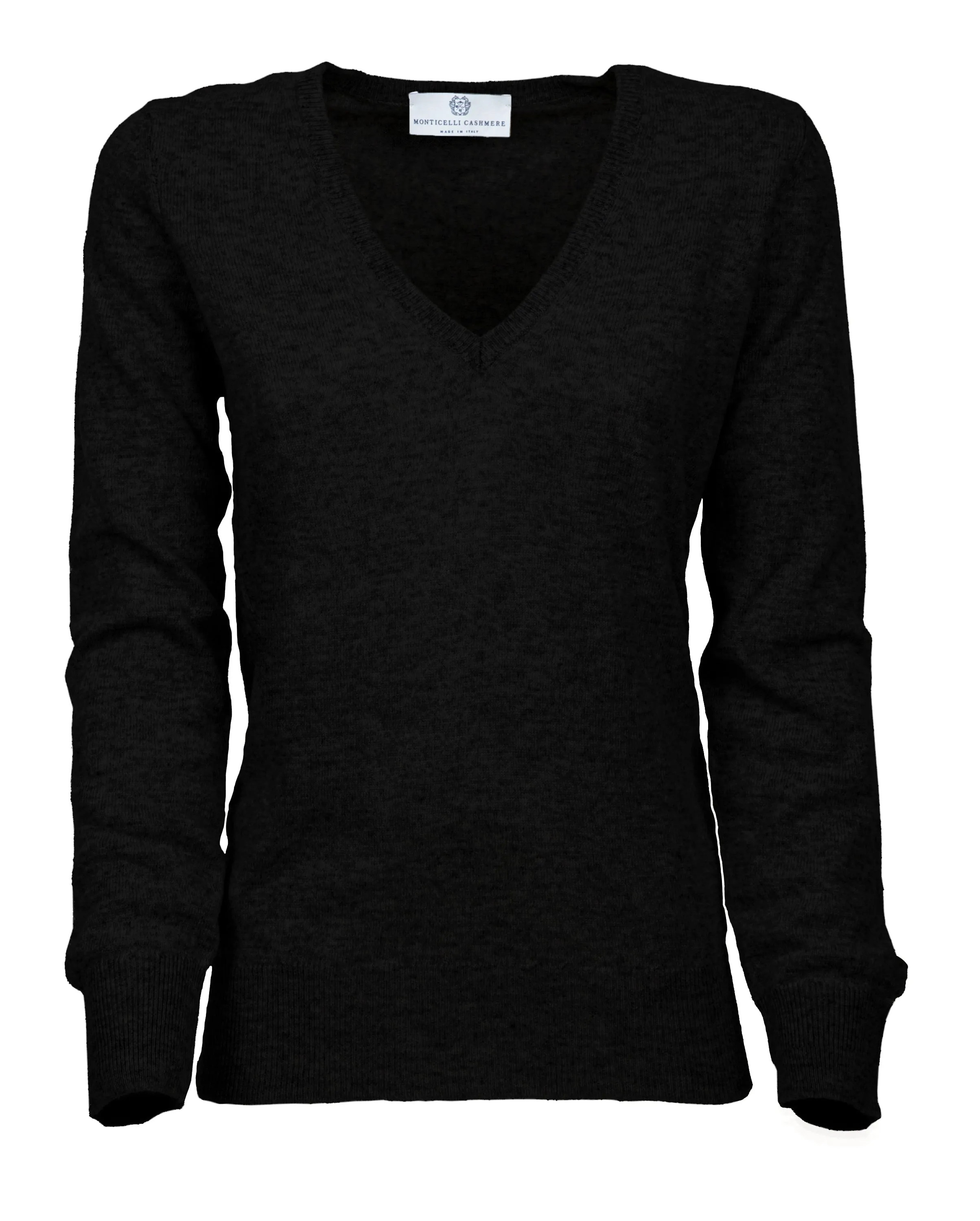 Women's Pure Cashmere V-Neck Sweater Black