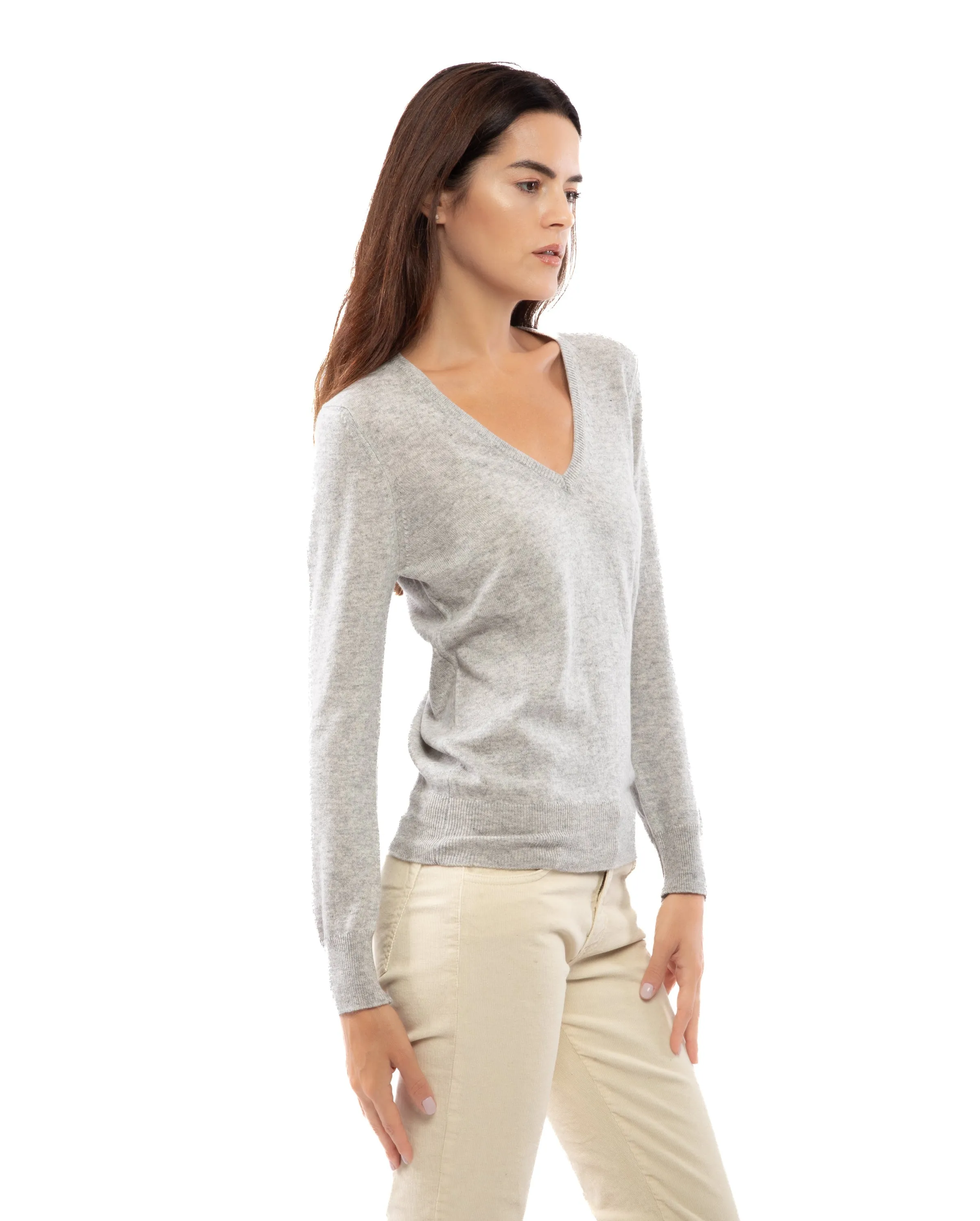 Women's Pure Cashmere V-Neck Sweater Black