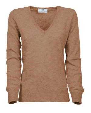 Women's Pure Cashmere V-Neck Sweater Camel